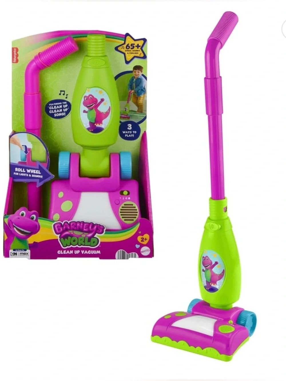 Fisher-Price Barney’s World Clean Up Vacuum Electronic Toddler Toy with Lights,